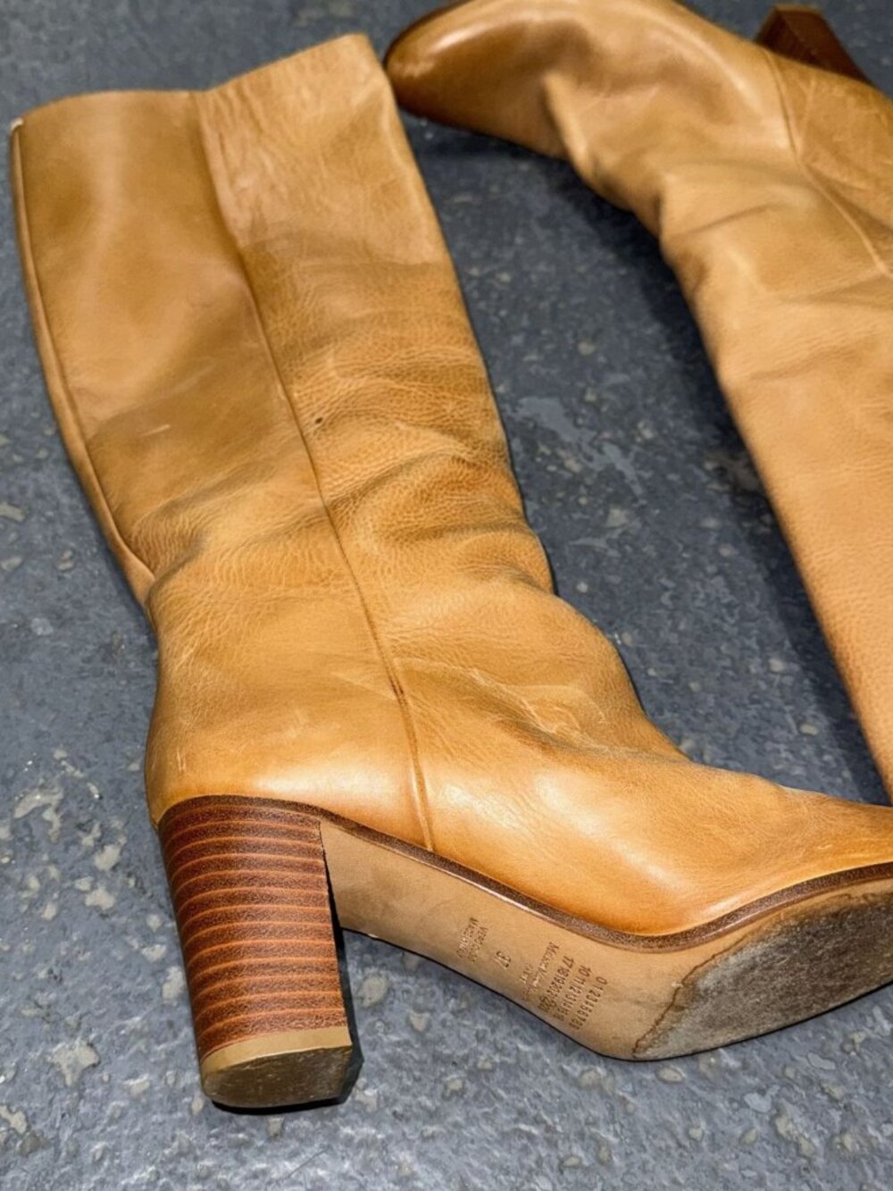 MAISON MARGIELA TAN LEATHER BOOTS KNEE HIGH - Picture 3 of 10